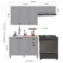 Ver imagem 3 de Cozinha Modulada 3 Peças 1 Balcão sem Tampo 2 Aéreos 100% MDF Bari Cinza/Titanio Fosco