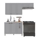 Ver imagem 2 de Cozinha Modulada 3 Peças 1 Balcão sem Tampo 2 Aéreos 100% MDF Bari Cinza/Titanio Fosco