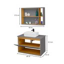 Ver imagem 3 de Conjunto para Banheiro Gabinete Suspenso com Cuba e Espelheira Florence Cinza com Nature - Rede Móve