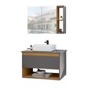 Ver imagem 2 de Conjunto para Banheiro Gabinete Suspenso com Cuba e Espelheira Florence Cinza com Nature - Rede Móve