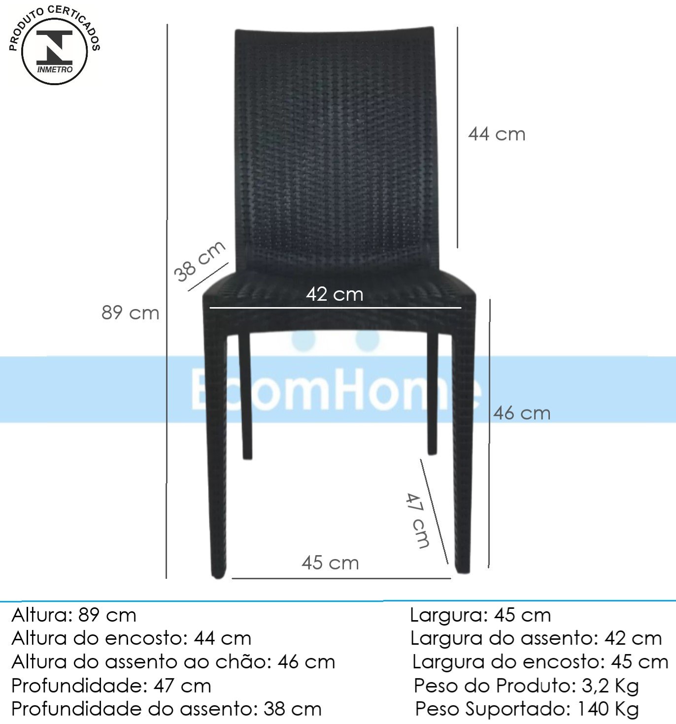 Cadeira Rattan Preta em Pp para Sala de Jantar Área Externa Cozinha Restaurantes - 5