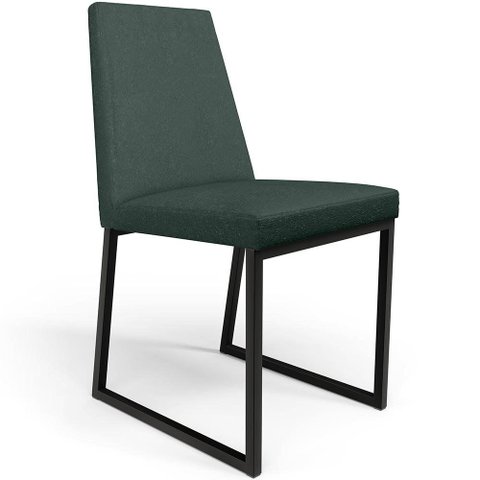 Cadeira para Sala de Jantar Base Aço Industrial Preto Dafne L02 Linho Verde Musgo - Lyam Decor