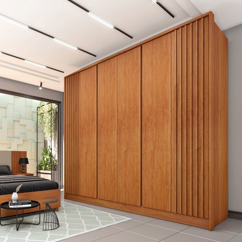 Guarda Roupa Casal Ripado 6 Portas 6 Gavetas - Barcelona-cinamomo - Tcil Móveis