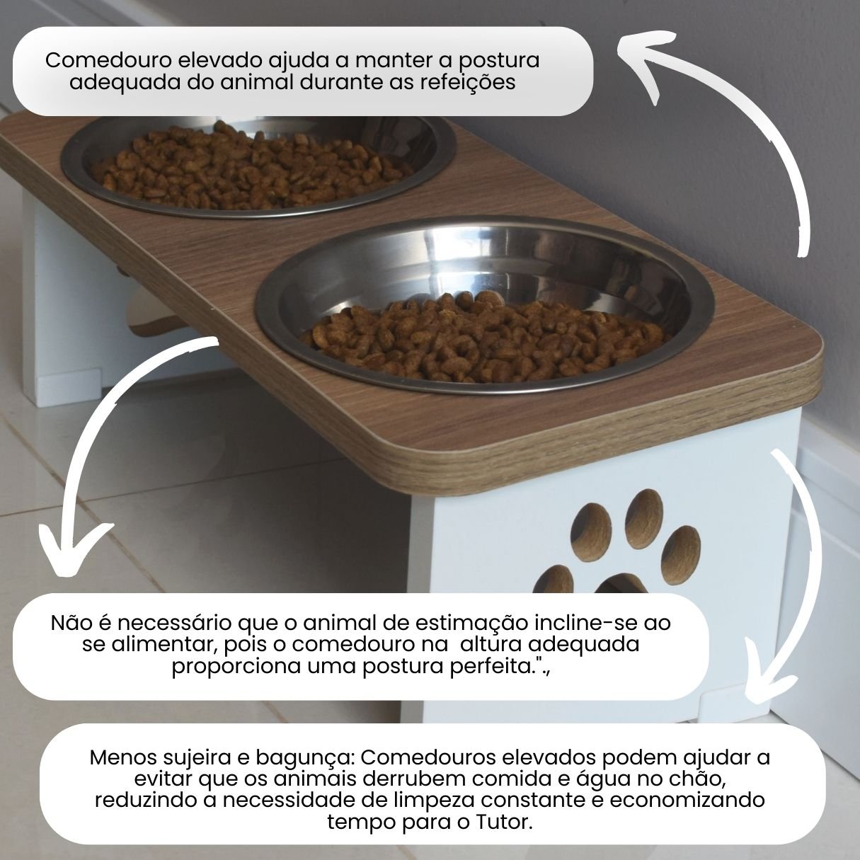 Comedouro Elevado Duplo Cachorro Pet Mdf - 3