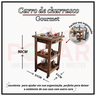 Carrinho Mesa Churrasco Gourmet Madeira Maciça e Ceramica - 6