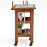Carrinho Mesa Churrasco Gourmet Madeira Maciça e Ceramica - 5