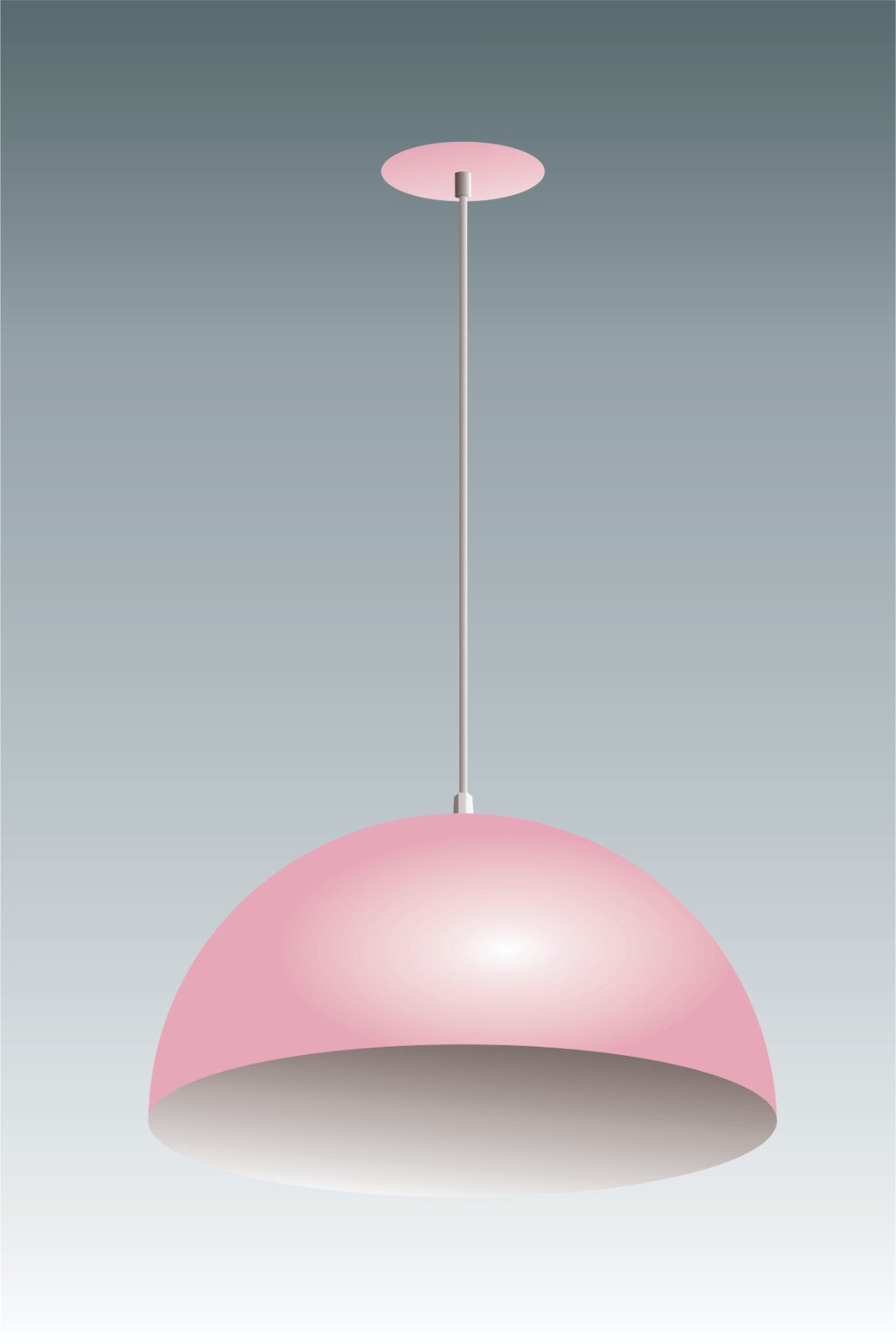 Lustre Pendente Meia lua Orby 40cm Rosa C/ Branco - CABO DE 2 METROS RRJV