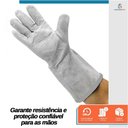 Ver imagem 2 de Luva de Raspa em Couro Punho 20 Proteção Individual Epi Segurança do Trabalho Soldador Construção