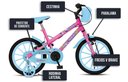Ver imagem 5 de Bicicleta Aurora Fest, Aro 16, com Freios V-brake, com Rodas de Apoio, Capa Corrente e Cestinha Rosa