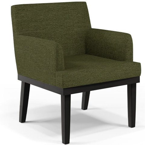 Poltrona Decorativa para Sala de Estar Base Preto Beatriz W01 Linho Verde - Lyam Decor