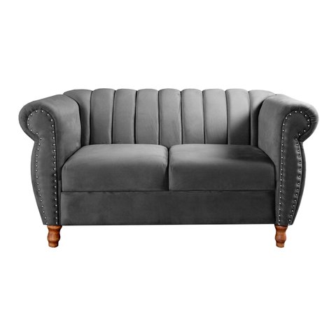 Namoradeira Decorativa Chesterfield Sofá Realeza Vintage - Suede Cinza