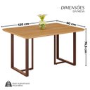Ver imagem 3 de Mesa para Sala de Jantar Retangular 120x90cm MDF Lunna Marrom/Proa