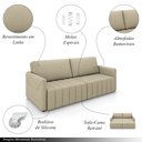 Ver imagem 3 de Sofá-cama Decorativo Retrátil Thanos 2 Lugares 192cm Linho Bege G45 - Gran Belo