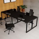 Ver imagem 1 de Mesa Escritório Plataforma Trabalho 4 Lugares 2,80m x 1,20m Pés Metal 100% MDF Industrial Executive