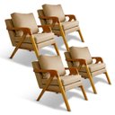 Ver imagem 3 de Kit 4 Poltrona Sala Decorativa Stella Estofada Veludo Bege Base Madeira Castanho - Arkell