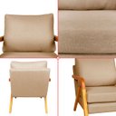 Ver mais imagens de Kit 4 Poltrona Sala Decorativa Stella Estofada Veludo Bege Base Madeira Castanho - Arkell