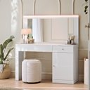 Ver imagem 1 de Penteadeira Camarim Nina 108cm MDP LED Espelho 2 Gavetas 1 Porta Pintura UV - Branco