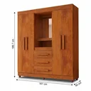 Ver imagem 3 de Guarda-Roupa Casal com Espelho 4 Portas 3 Gavetas com LED Carvalho Tapajós Rio de Janeiro