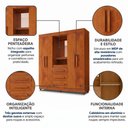 Ver imagem 4 de Guarda-Roupa Casal com Espelho 4 Portas 3 Gavetas com LED Carvalho Tapajós Rio de Janeiro