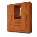 Ver imagem 2 de Guarda-Roupa Casal com Espelho 4 Portas 3 Gavetas com LED Carvalho Tapajós Rio de Janeiro