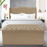 Kit Cabeceira e Calçadeira Baú Dubai Casal 140 Cm - Veludo Bege Escuro - 1