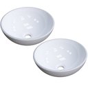 Ver imagem 1 de Kit 02 Cubas de Apoio Redonda C01 Para Banheiro R30W - Lyam Decor Kit R30W Branco