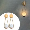 Ver imagem 1 de Kit 2 Arandela Luminária de Parede Gota Moderna Dourado com Globo de Vidro 12cm Decoração Casa