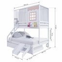 Ver imagem 4 de Treliche Casinha Reta Casal/ Solteiro com Escorregador e Cortina Madeira Maciça Branco/ Rosa Housin