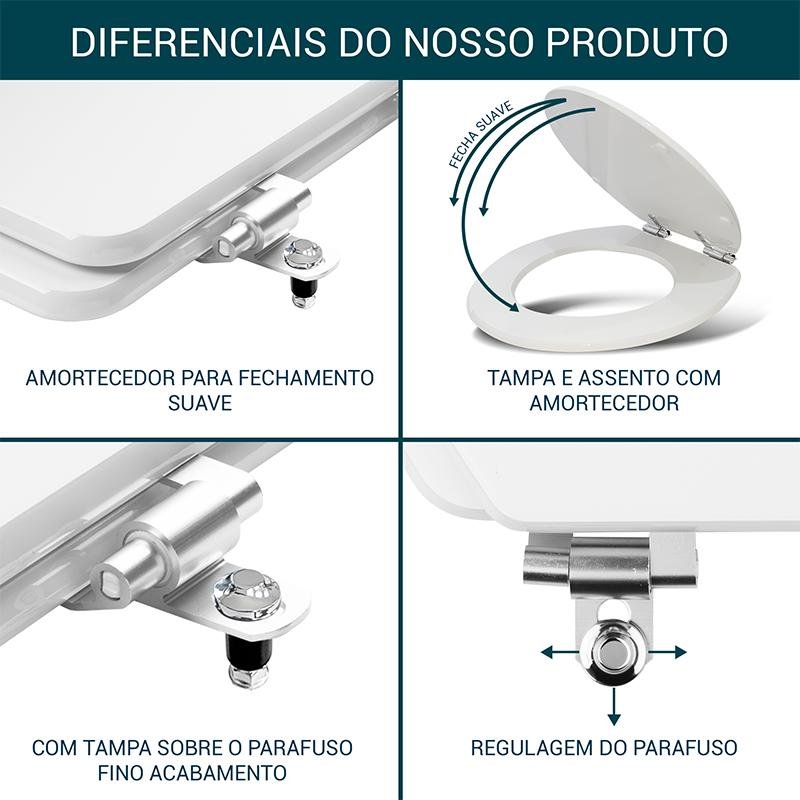 Assento Sanitário Soft Close Clean Branco para vaso Deca | MadeiraMadeira