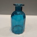 Ver mais imagens de Vaso Garrafa Decorativo de Vidro Azul 14x7x7cm Enfeite Sala Mesa Estante Flores