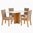Ver imagem 2 de Conjunto Sala de Jantar Mesa Lana 120cm Tampo MDF Canto Reto 4 Cadeiras Evelin