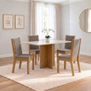 Ver imagem 1 de Conjunto Sala de Jantar Mesa Lana 120cm Tampo MDF Canto Reto 4 Cadeiras Evelin