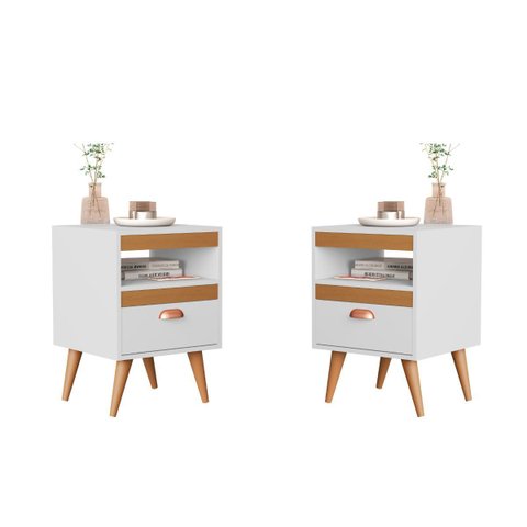 Kit Mesa Cabeceira 2 Unidades Branco Ype Branco