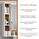 Ver imagem 2 de Armário Espelheira Olimpia com Porta para Banheiro Design Funcional e Compacto - Branco/Naturale