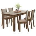 Ver imagem 3 de Conjunto Sala de Jantar Alva Mesa Tampo de Madeira 4 Cadeiras Rustic/Crema/Sintético Bege Madesa