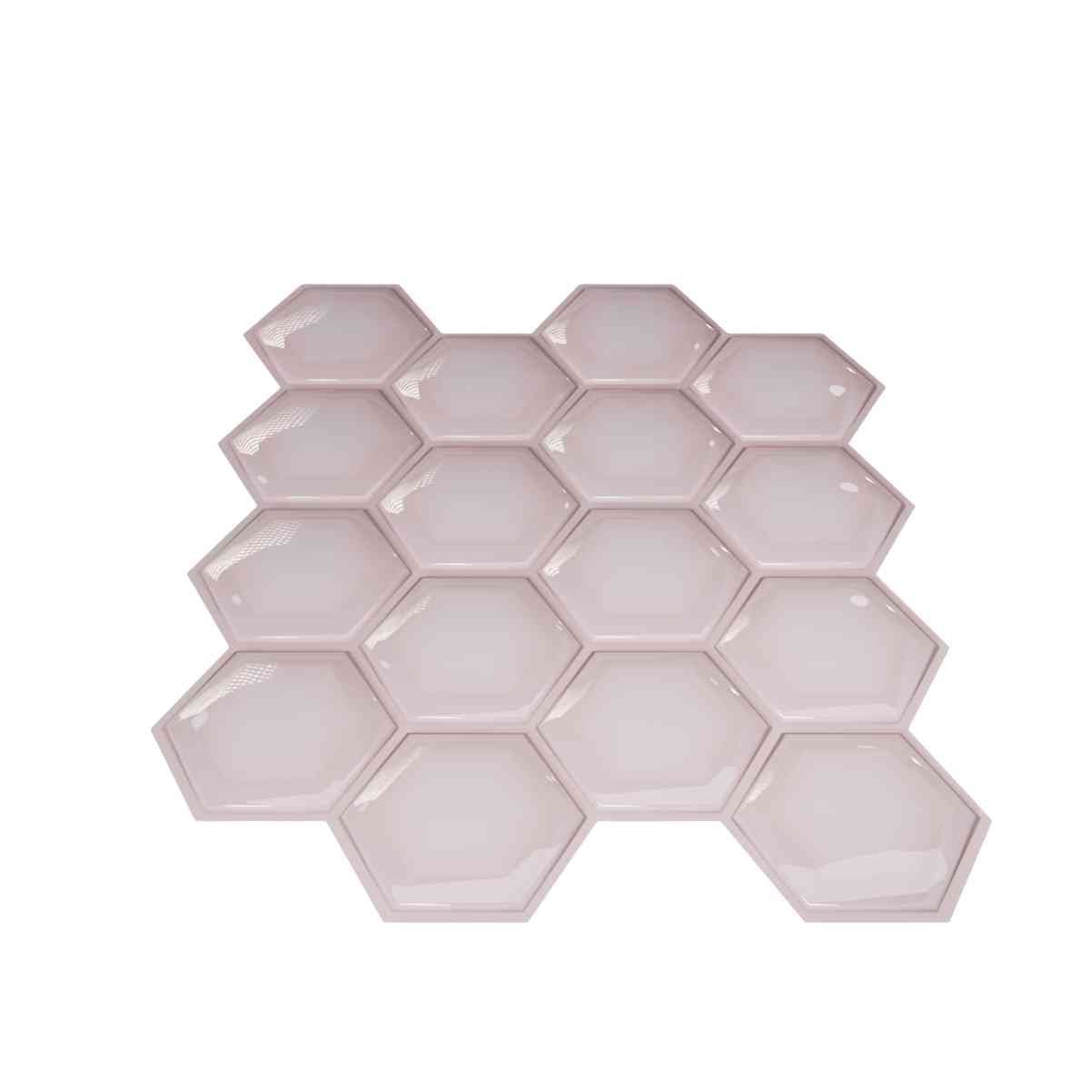 Pastilha Adesiva Hexagonal Rosa Ternura Lavável Banheiro Cozinha Sala - 4