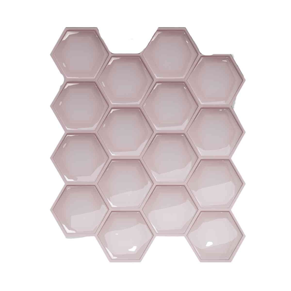 Pastilha Adesiva Hexagonal Rosa Ternura Lavável Banheiro Cozinha Sala