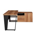 Ver imagem 5 de Mesa L Escritório 150cm com Armário Lateral Pé Metal F5 Cor:nogal com Preto