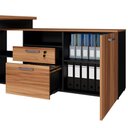 Ver imagem 7 de Mesa L Escritório 150cm com Armário Lateral Pé Metal F5 Cor:nogal com Preto