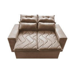 Sofá 3 Lugares Retrátil e Reclinável 1.80m Cama Inbox Smal com Bordado Pantográfico Suede Bege - 5