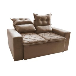 Sofá 3 Lugares Retrátil e Reclinável 1.80m Cama Inbox Smal com Bordado Pantográfico Suede Bege - 8