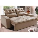 Ver imagem 1 de Sofá 3 Lugares Retrátil e Reclinável 1.80m Cama Inbox Smal com Bordado Pantográfico Suede Bege