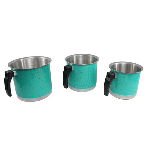 Kit Canecão Fervedor Leiteira Verde Água Alumínio 14 a 18cm