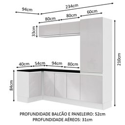 Kit Área De Serviço Madesa Acordes 100% MDF com Armário e Balcão de Canto Portas Branco Brilho Cor:B - 2