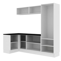 Kit Área De Serviço Madesa Acordes 100% MDF com Armário e Balcão de Canto Portas Branco Brilho Cor:B - 10