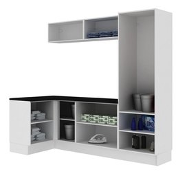 Kit Área De Serviço Madesa Acordes 100% MDF com Armário e Balcão de Canto Portas Branco Brilho Cor:B - 3