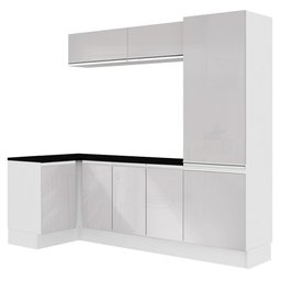 Kit Área De Serviço Madesa Acordes 100% MDF com Armário e Balcão de Canto Portas Branco Brilho Cor:B - 9
