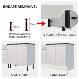 Kit Área De Serviço Madesa Acordes 100% MDF com Armário e Balcão de Canto Portas Branco Brilho Cor:B - 6