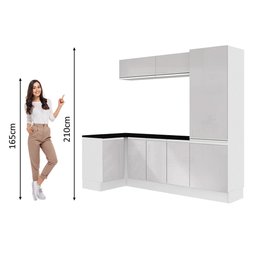 Kit Área De Serviço Madesa Acordes 100% MDF com Armário e Balcão de Canto Portas Branco Brilho Cor:B - 4