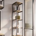 Ver imagem 7 de Estante Nicho Industrial 5 Prateleiras em Ferro e MDF 202x34cm Paris Freijó/Preto